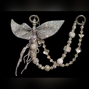 Elegant Silver Crystal Bow Bag Charm